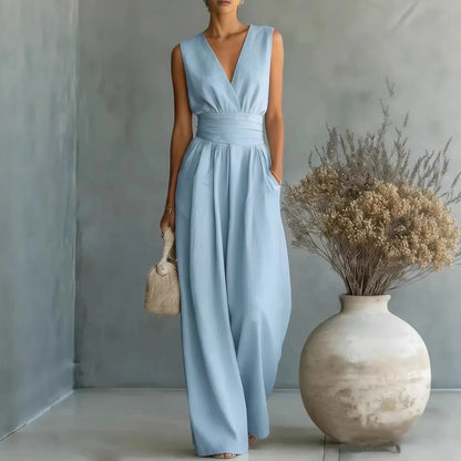 Full Size Sleeveless Wide Leg Jumpsuit Plus Size