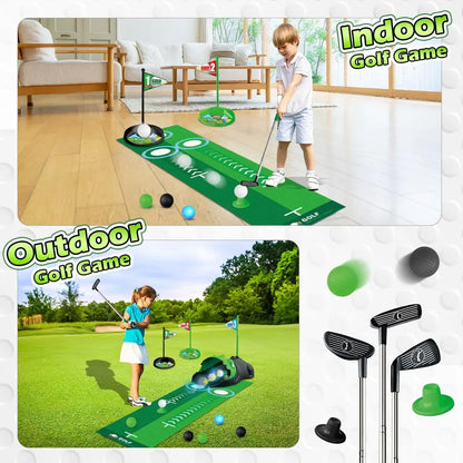 Kids Toy Golf Set Auto Returner, Night Light Mini Golf Game. Indoor, Outdoor Sports