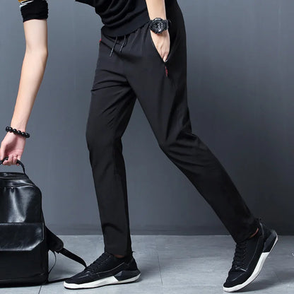Men's Casual Pants – Straight Slim Fit Elastic Waist Jogger Classic Blue, Black Gray, Plus Size Available