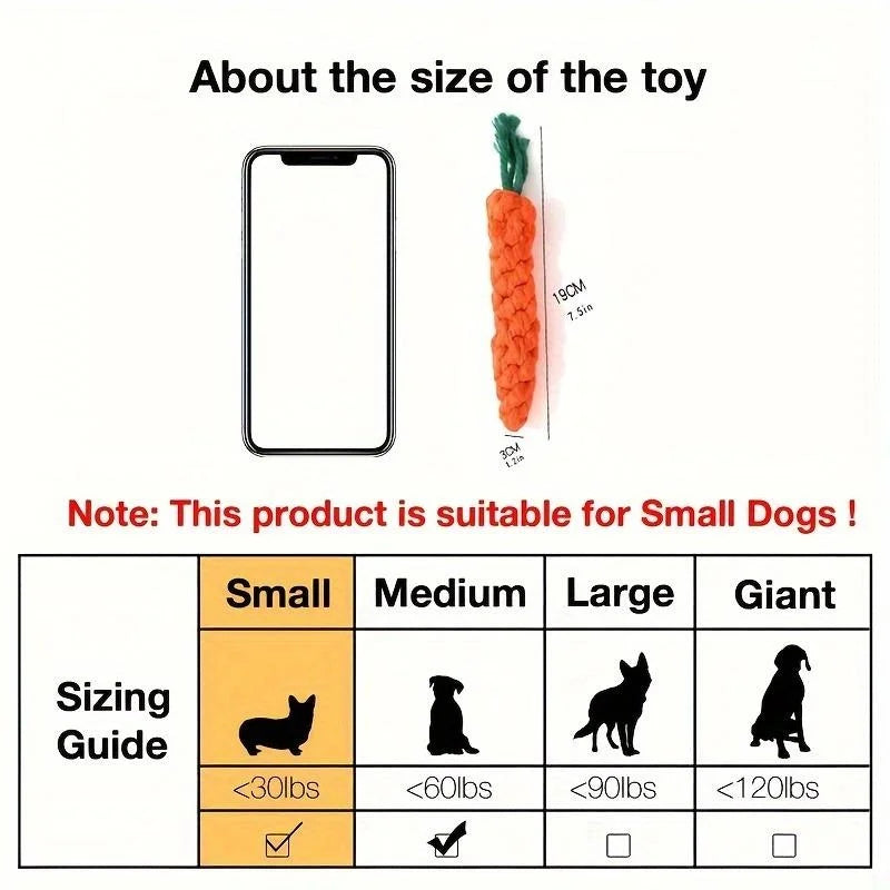 Anti-Anxiety Carrot Knot Chew Toy for Dogs for Small to Medium Dogs | Durable Dog Toys