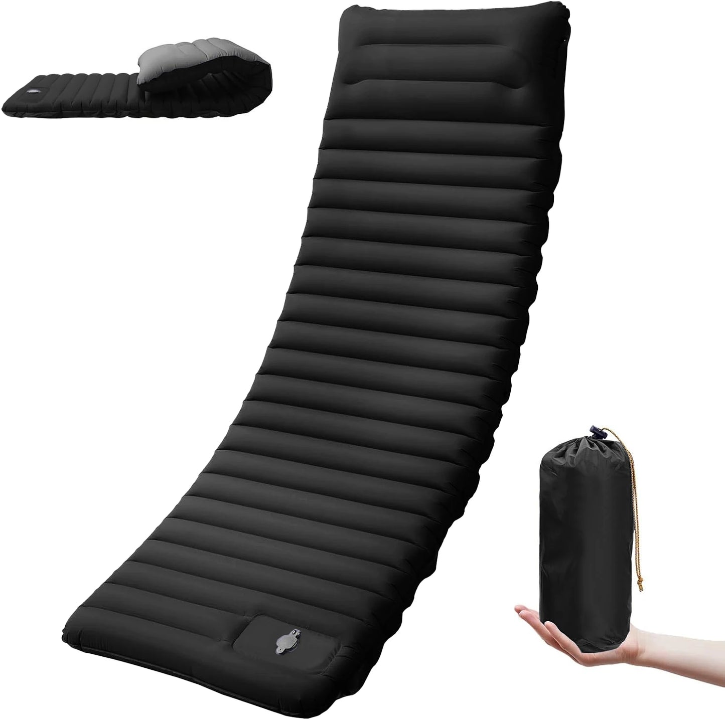 Extra Thick Camping Self-Inflating Sleeping Pad With Built-In Pump
