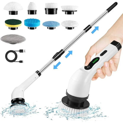 Electric Bathroom Cleaning Brush 9-in-1 Wireless Household Rotation Cleaning Brush for Bathroom Kitchen Toilet Cleaning Scrubber