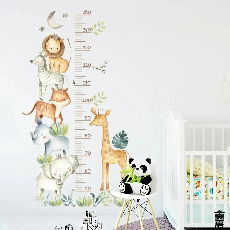 3PC Cartoon Animal Height Ruler Wall Stickers