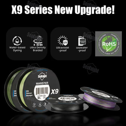 SeaKnight X9 Braided Fishing Line 150M 9-Strand PE Smooth Anti-UV Sea Line