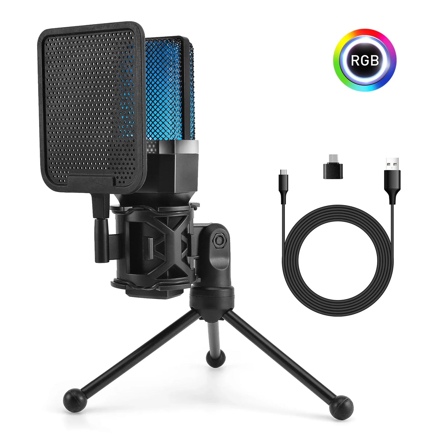 Professional USB Condenser Microphone Kit – Gaming & Podcast Mic for PC/Laptop, Wired Studio Recording Mic for Streaming, Karaoke & Voice Overs.