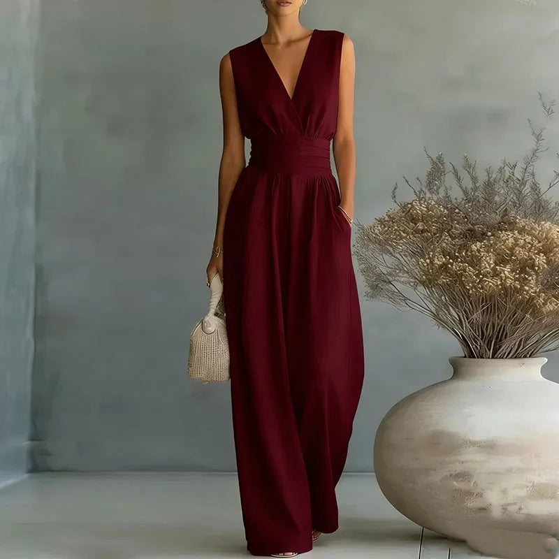 Full Size Sleeveless Wide Leg Jumpsuit Plus Size
