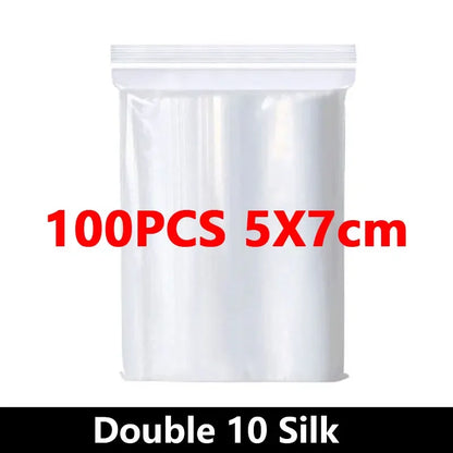 100PCS Thicken Ziplock Sealed Bags – Clear PA+PE Plastic Storage for Jewelry, Food & Packing