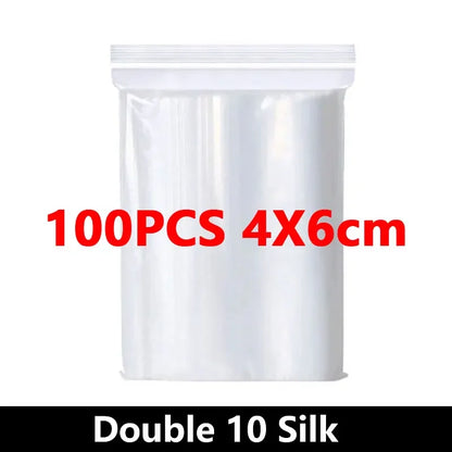 100PCS Thicken Ziplock Sealed Bags – Clear PA+PE Plastic Storage for Jewelry, Food & Packing