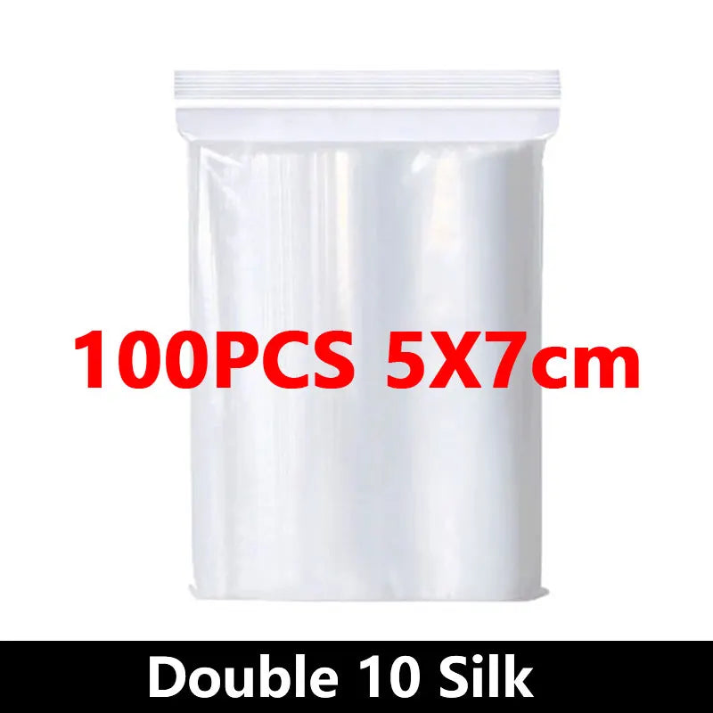 100PCS Thicken Ziplock Sealed Bags – Clear PA+PE Plastic Storage for Jewelry, Food & Packing