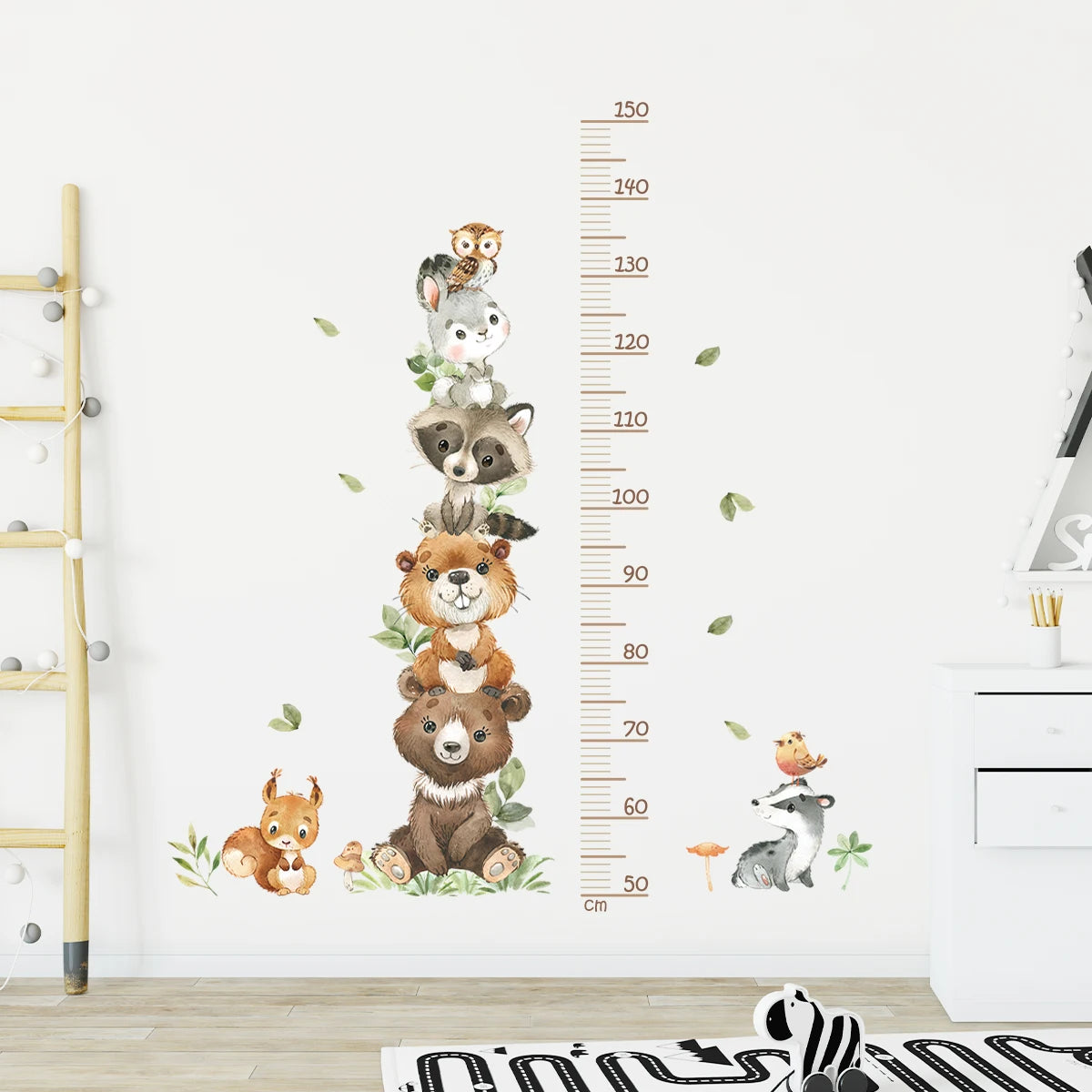 3PC Cartoon Animal Height Ruler Wall Stickers