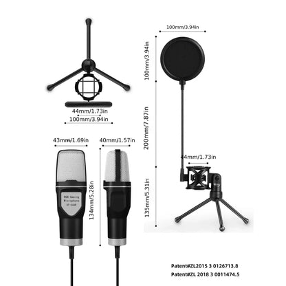 Professional USB Condenser Microphone Kit – Gaming & Podcast Mic for PC/Laptop, Wired Studio Recording Mic for Streaming, Karaoke & Voice Overs.