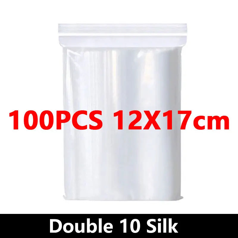 100PCS Thicken Ziplock Sealed Bags – Clear PA+PE Plastic Storage for Jewelry, Food & Packing