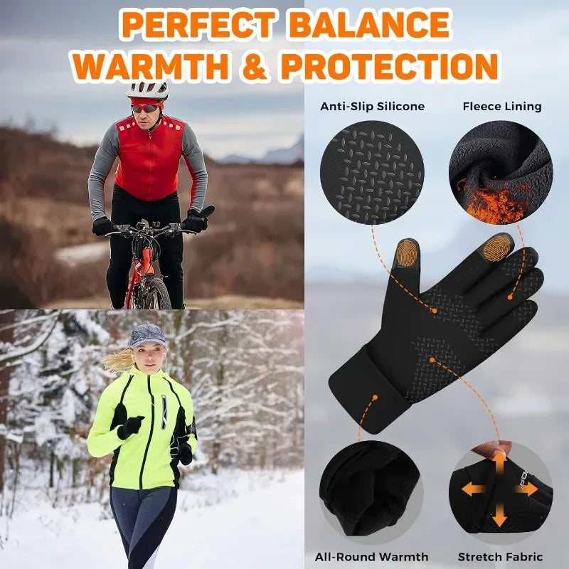 Winter Warm Touch Screen Gloves – Windproof Non-Slip Thermal Cycling & Outdoor Gloves for Men & Women