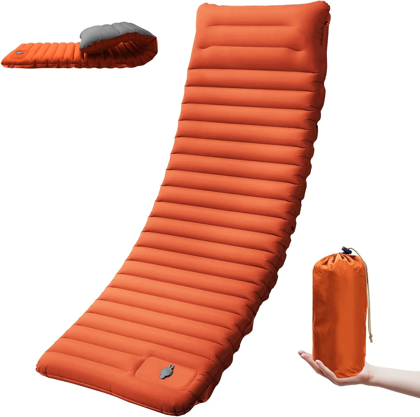 Extra Thick Camping Self-Inflating Sleeping Pad With Built-In Pump