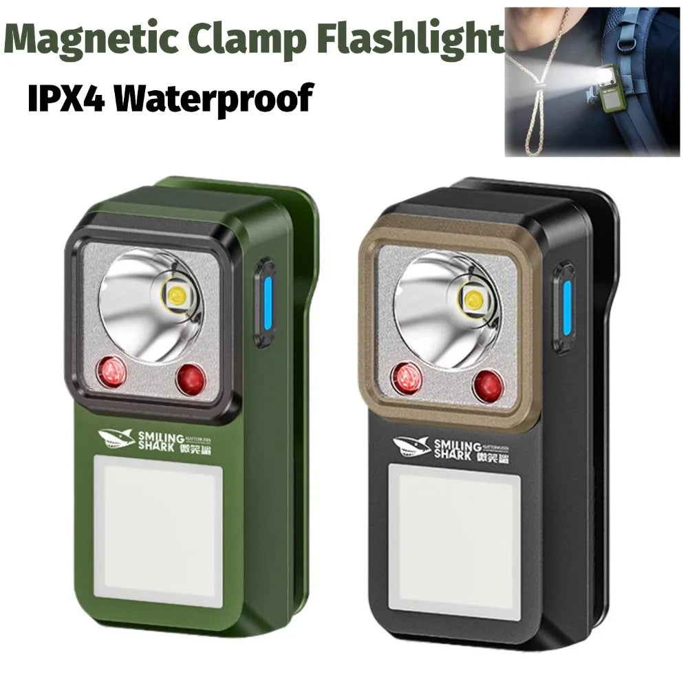 Lampe torche LED magnétique à clipser, éclairage ultra-durable pour l'extérieur, lampe de travail d'urgence, rechargeable, pour le camping et la randonnée