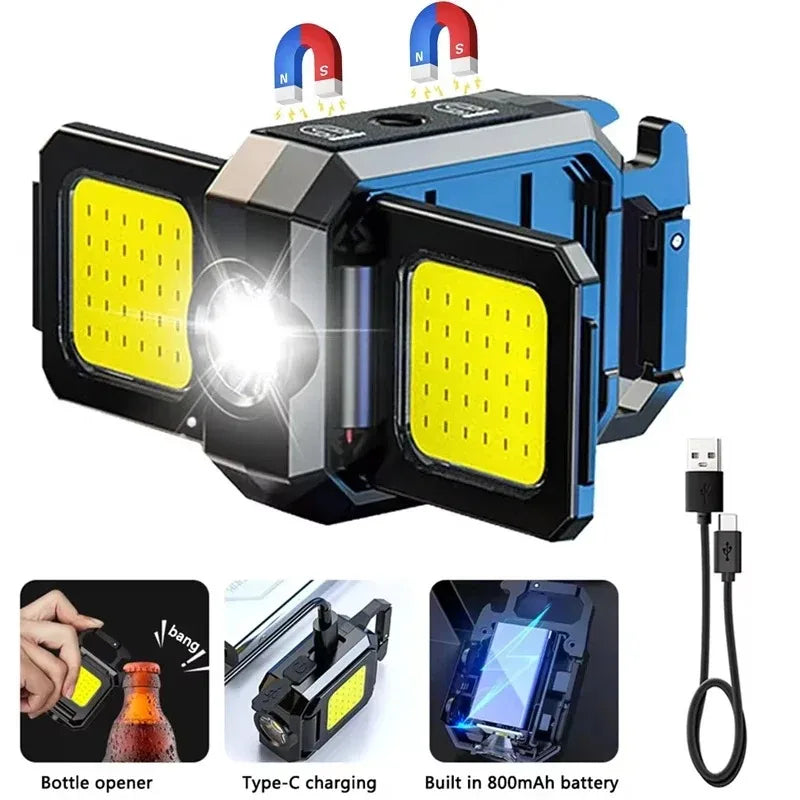 USB Rechargeable Lamp with 90° Foldable Side Lights Super Bright Portable Lanterns