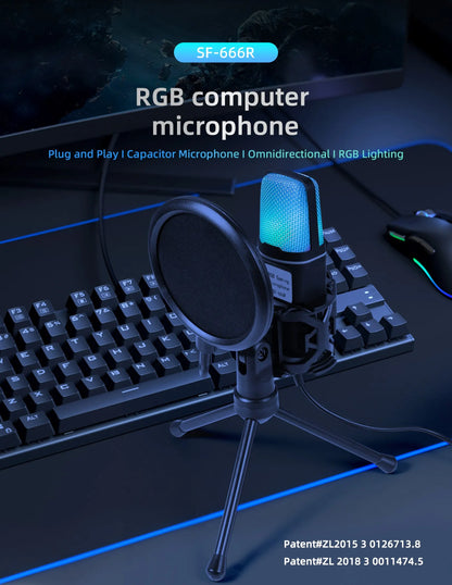 Professional USB Condenser Microphone Kit – Gaming & Podcast Mic for PC/Laptop, Wired Studio Recording Mic for Streaming, Karaoke & Voice Overs.
