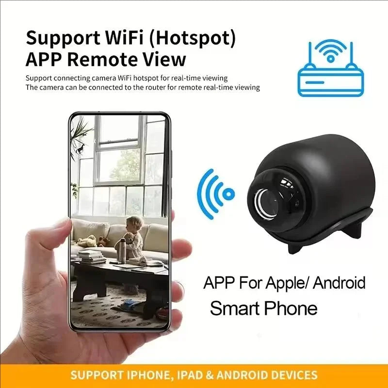 Mini WiFi Camera 1080P HD, Indoor Security Cam with Night Vision, 2-Way Audio, Baby & Pet Monitoring