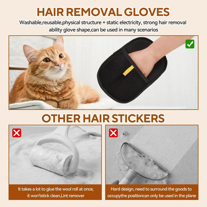 Pet Hair Removal Gloves – Reusable Double-Sided Static Grooming Gloves for Cats & Dogs