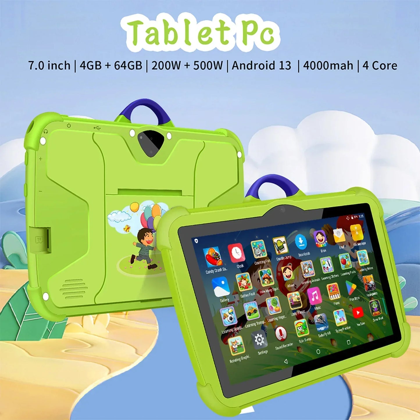 Kids Android Tablet 7 Inch 4GB RAM 64GB Educational Tablet