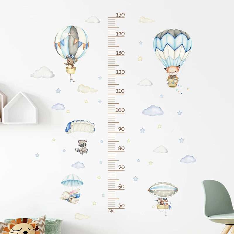 3PC Cartoon Animal Height Ruler Wall Stickers