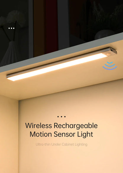 LED Motion Sensor Under Cabinet Light – USB Wireless, 3-Color, Kitchen & Wardrobe Lighting