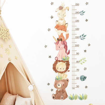 3PC Cartoon Animal Height Ruler Wall Stickers