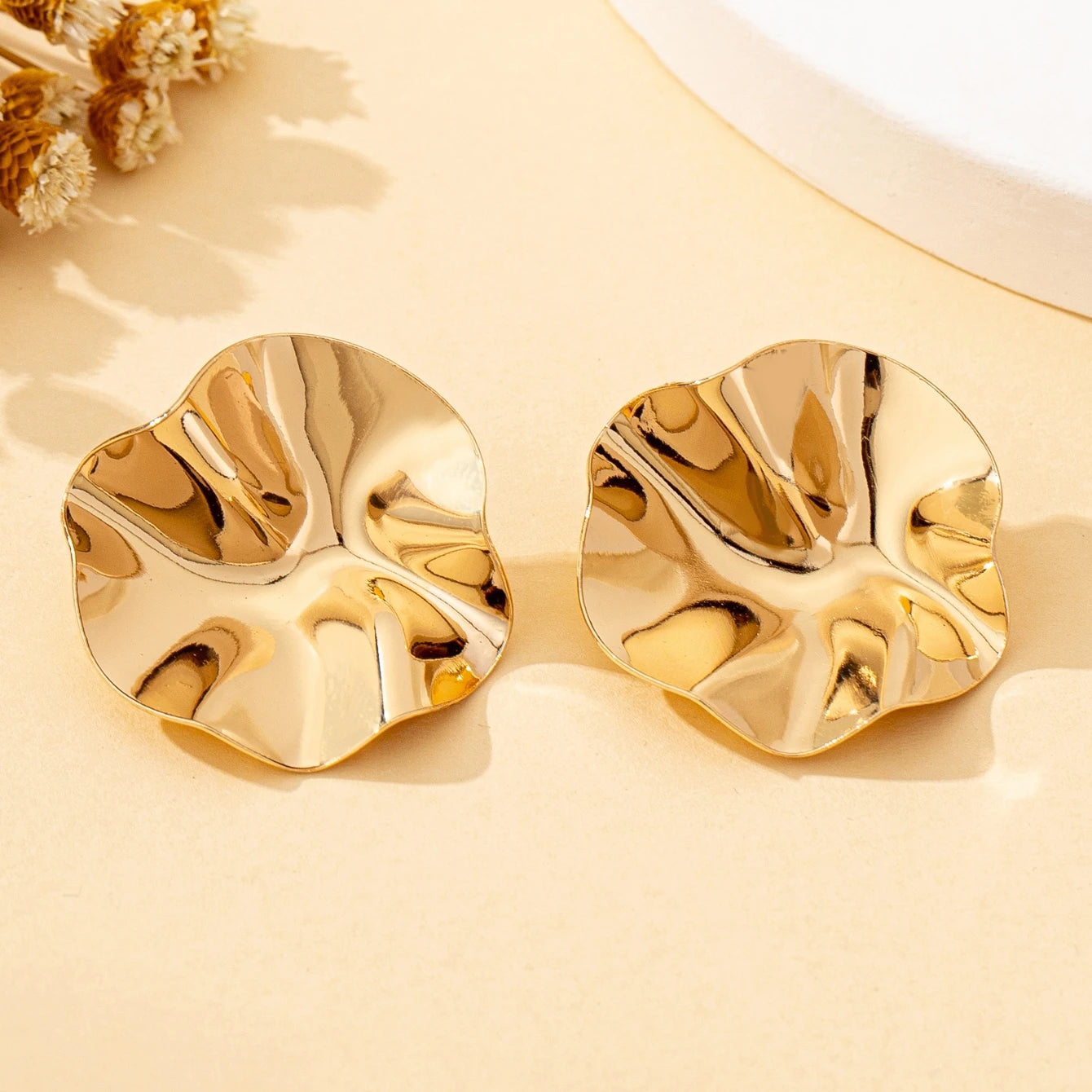 Elara Jewelry™ Crumpled Petal Stud Earrings