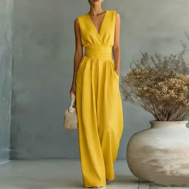 Full Size Sleeveless Wide Leg Jumpsuit Plus Size