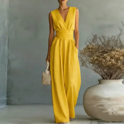 Full Size Sleeveless Wide Leg Jumpsuit Plus Size