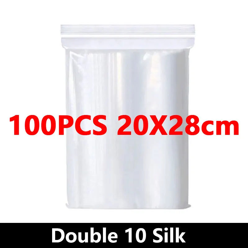 100PCS Thicken Ziplock Sealed Bags – Clear PA+PE Plastic Storage for Jewelry, Food & Packing