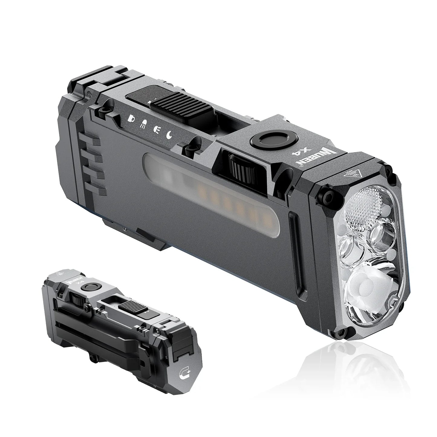 WUBEN X4 EDC Flat Flashlight with RGB Light, 1500 Lumens Mini Flashlight with Tactical Switch and Magnetic,