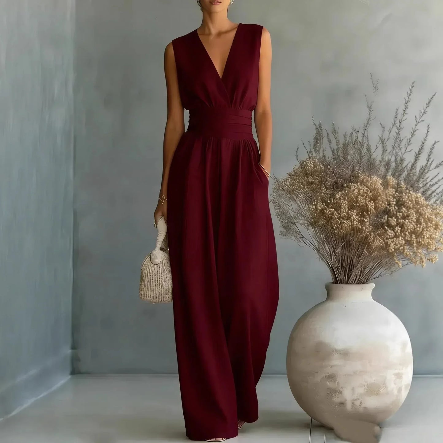 Full Size Sleeveless Wide Leg Jumpsuit Plus Size