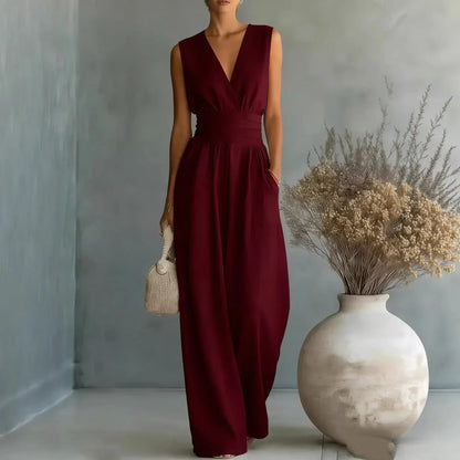 Full Size Sleeveless Wide Leg Jumpsuit Plus Size