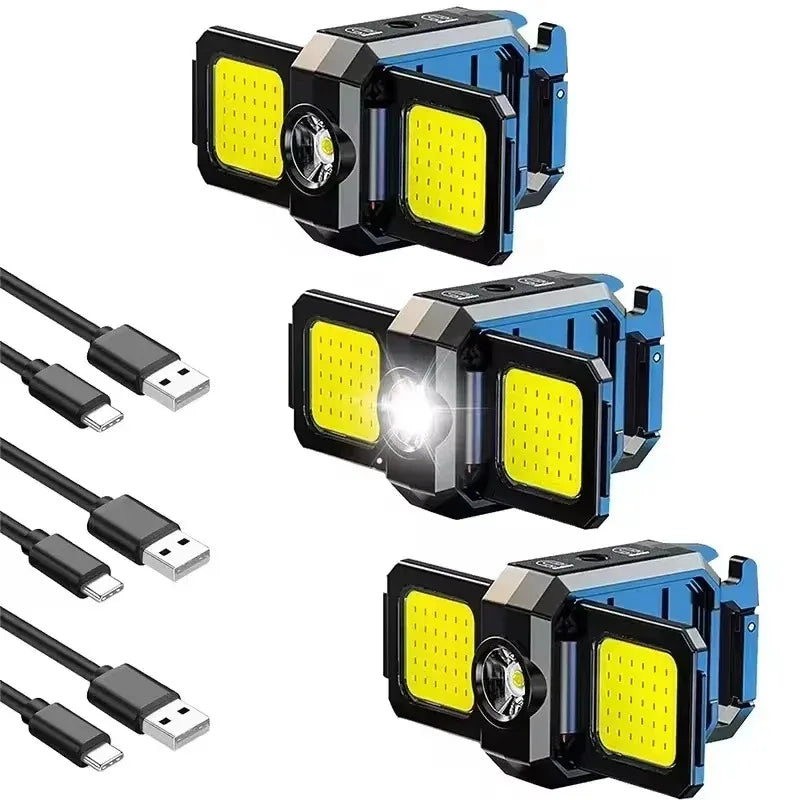 USB Rechargeable Lamp with 90° Foldable Side Lights Super Bright Portable Lanterns