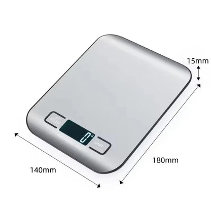 Digital Kitchen Scale — LED Display, 5kg/1g, Stainless Steel, 6 Units | Silver