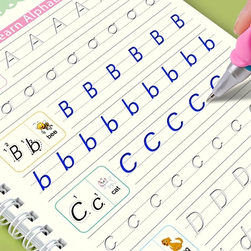 4pcs/set Reusable Children 3D Copybook for Calligraphy Numbers Handwriting Learning Math Book Writing for Kids Toys