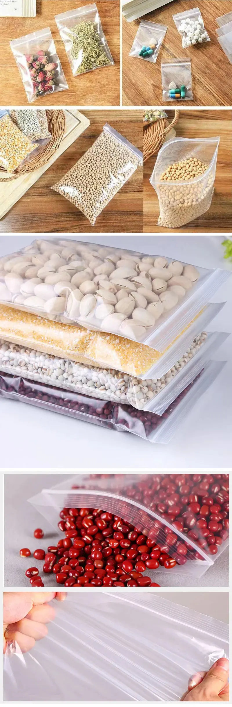 100PCS Thicken Ziplock Sealed Bags – Clear PA+PE Plastic Storage for Jewelry, Food & Packing