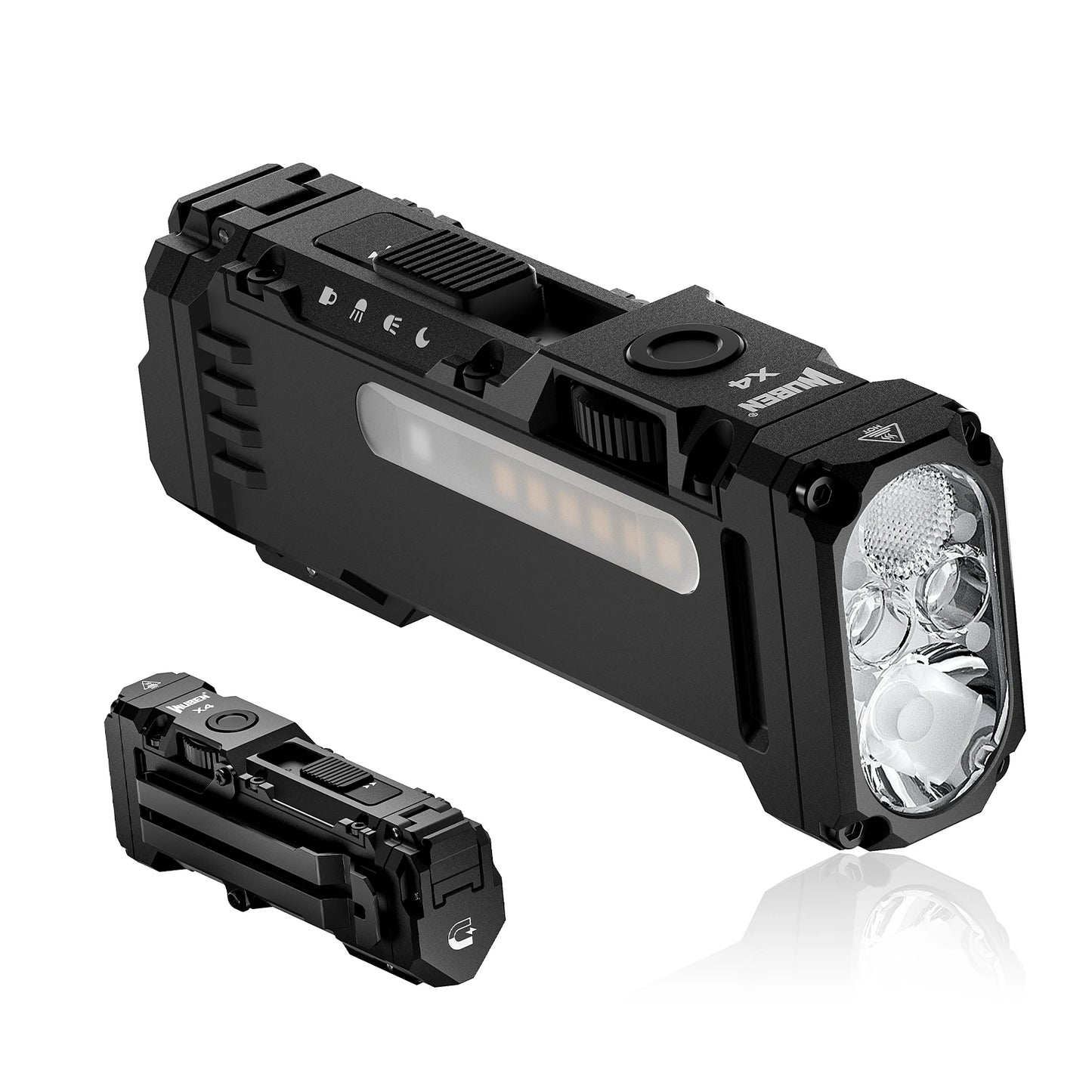 WUBEN X4 EDC Flat Flashlight with RGB Light, 1500 Lumens Mini Flashlight with Tactical Switch and Magnetic,