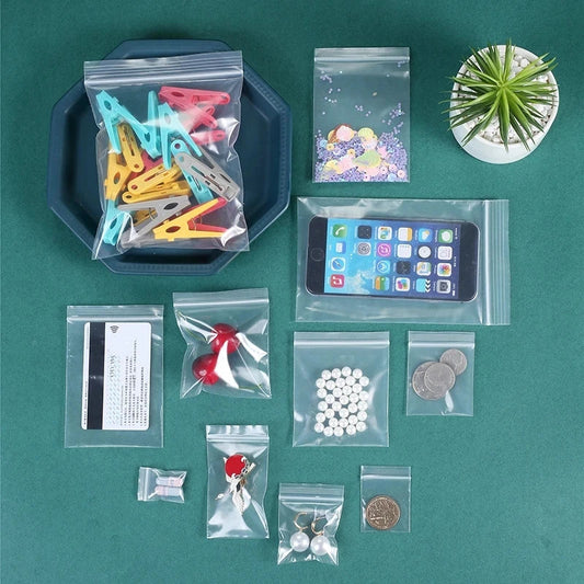 100PCS Thicken Ziplock Sealed Bags – Clear PA+PE Plastic Storage for Jewelry, Food & Packing