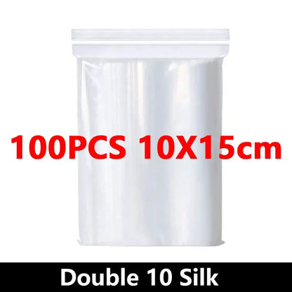 100PCS Thicken Ziplock Sealed Bags – Clear PA+PE Plastic Storage for Jewelry, Food & Packing