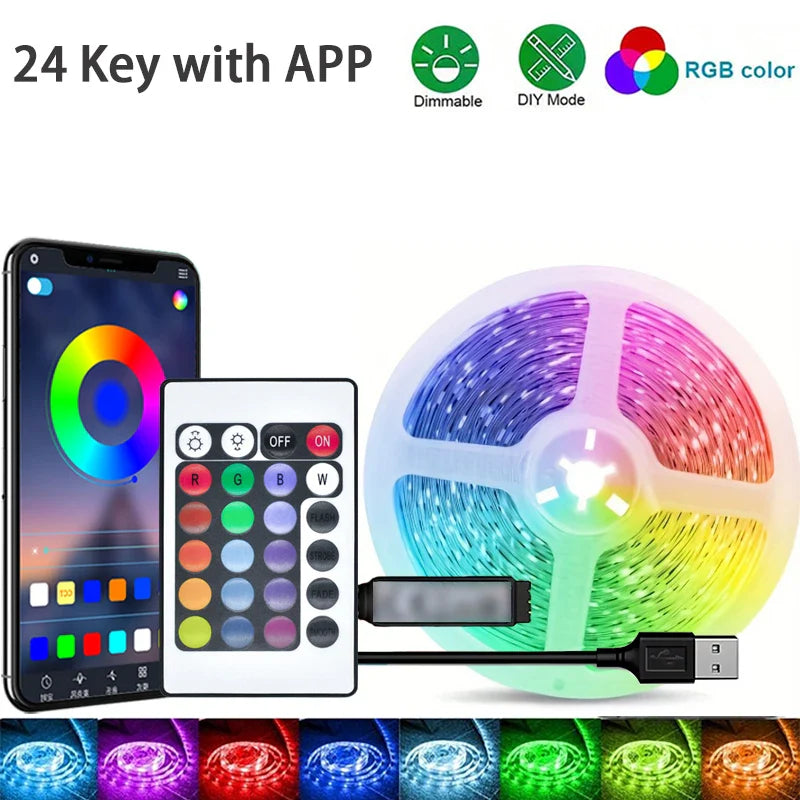 RGB LED Strip Lights APP Control Flexible Room Bedroom Light