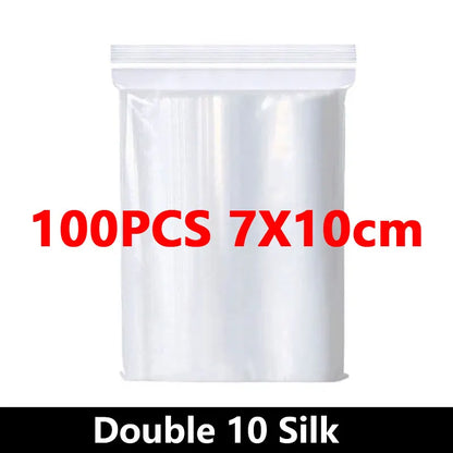 100PCS Thicken Ziplock Sealed Bags – Clear PA+PE Plastic Storage for Jewelry, Food & Packing