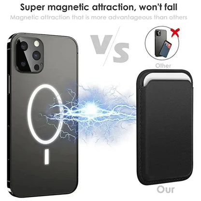 MagSafe Magnetic Wallet Card Holder – Leather Case for iPhone 17, 16, 15, 14, 13, 12 & Samsung