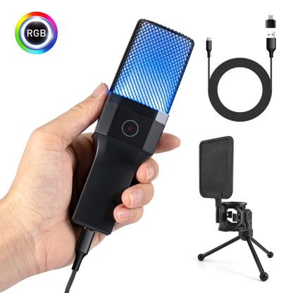 Professional USB Condenser Microphone Kit – Gaming & Podcast Mic for PC/Laptop, Wired Studio Recording Mic for Streaming, Karaoke & Voice Overs.