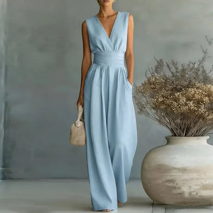 Full Size Sleeveless Wide Leg Jumpsuit Plus Size