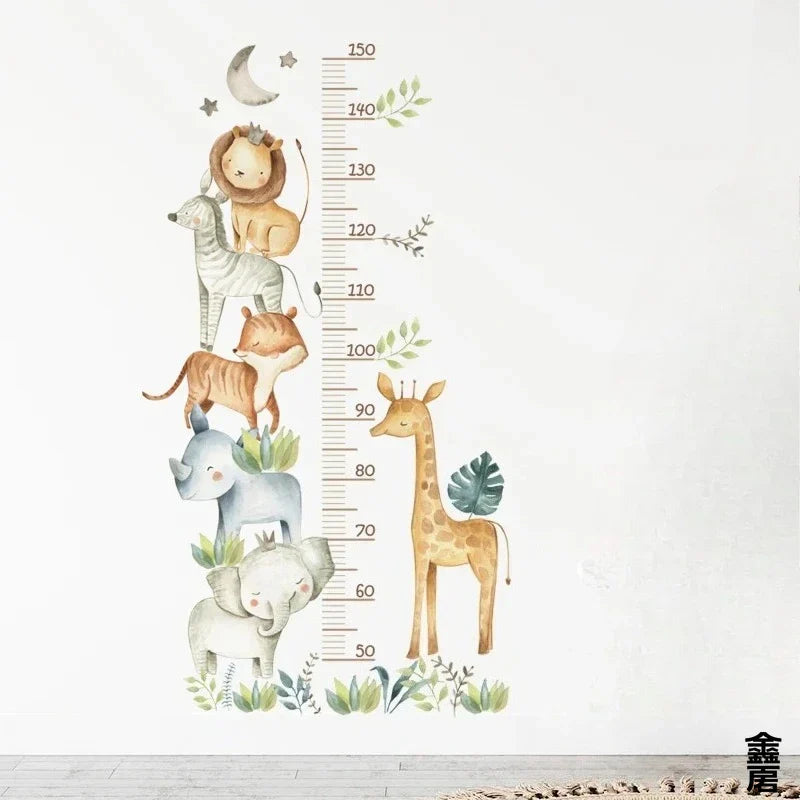 3PC Cartoon Animal Height Ruler Wall Stickers