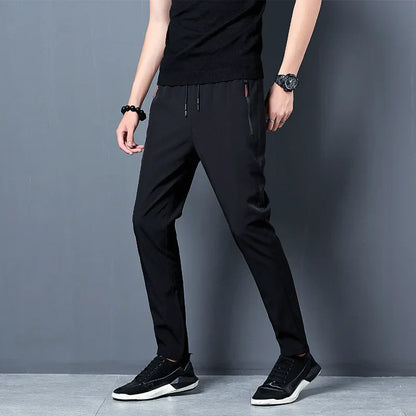 Men's Casual Pants – Straight Slim Fit Elastic Waist Jogger Classic Blue, Black Gray, Plus Size Available