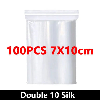 100PCS Thicken Ziplock Sealed Bags – Clear PA+PE Plastic Storage for Jewelry, Food & Packing