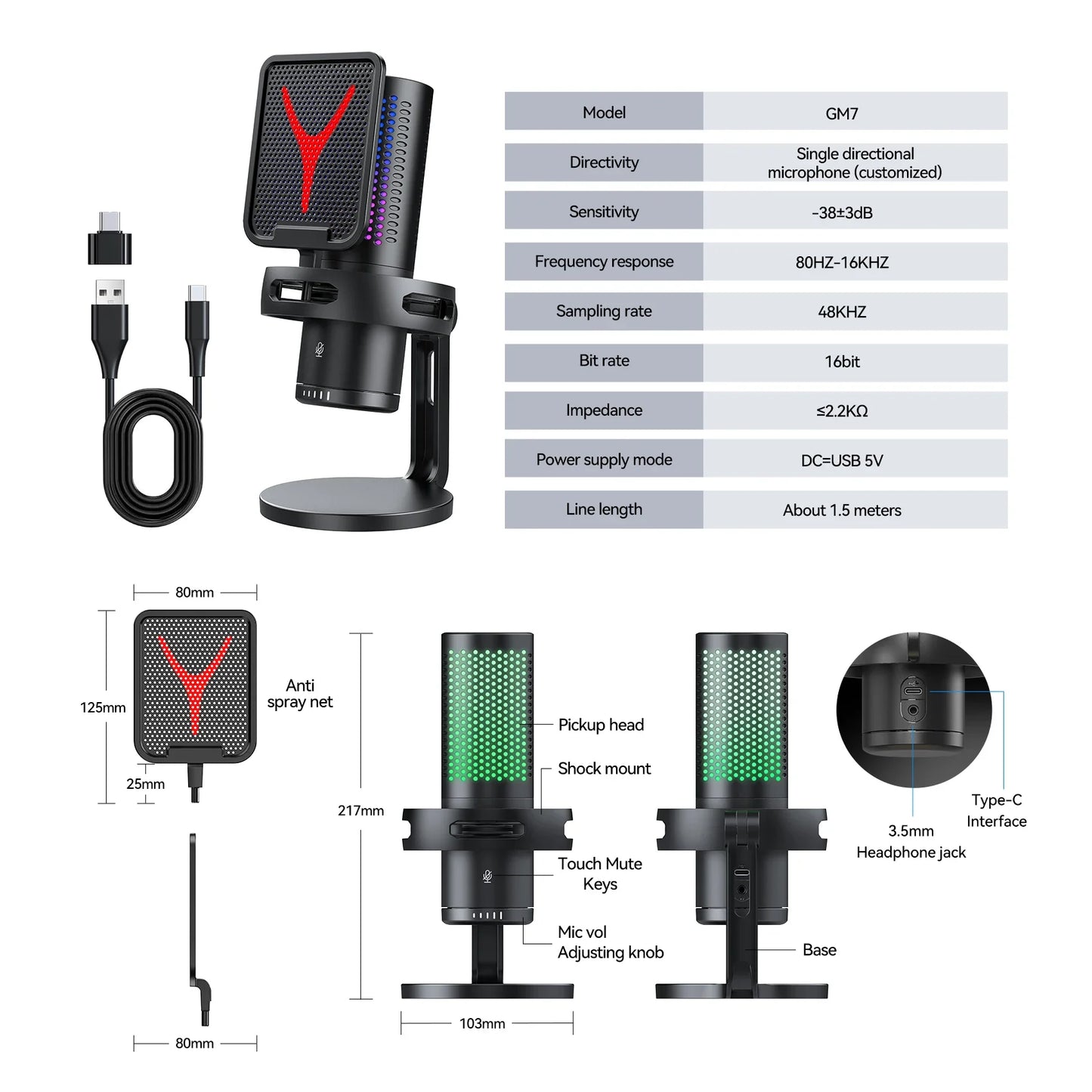 Professional USB Condenser Microphone Kit – Gaming & Podcast Mic for PC/Laptop, Wired Studio Recording Mic for Streaming, Karaoke & Voice Overs.